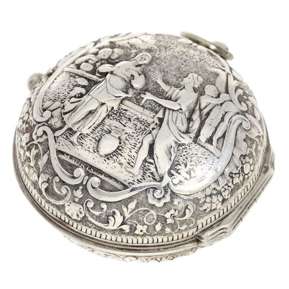 German silver Repoussé verge pocket watch Circa 1700 German silver Repoussé verge pocket watch Circa 1700