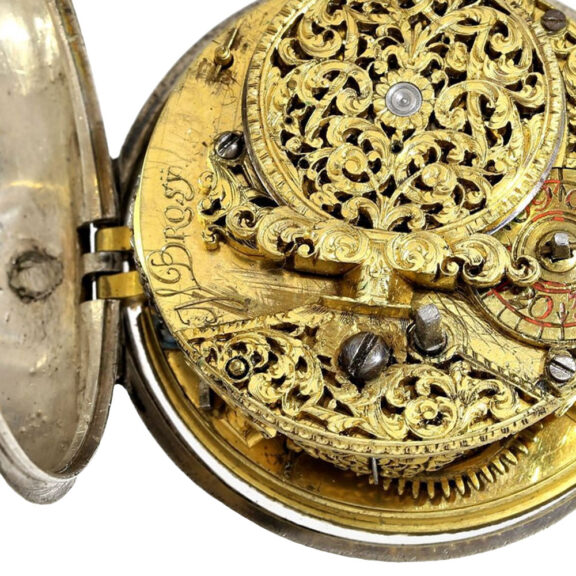 German silver Repoussé verge pocket watch Circa 1700 German silver Repoussé verge pocket watch Circa 1700