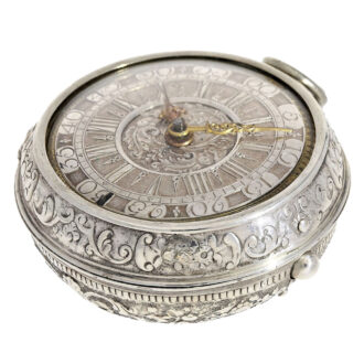 German silver Repoussé verge pocket watch Circa 1700