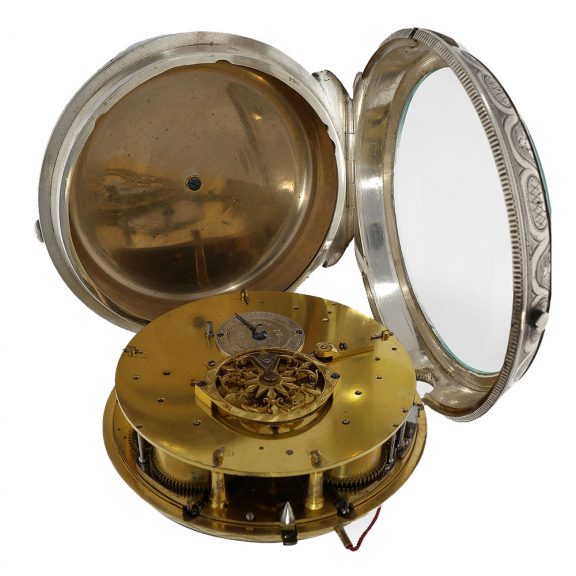 Swiss silver Grande Sonnerie repeating coach clock Circa 1785 Swiss silver Grande Sonnerie repeating coach clock Circa 1785