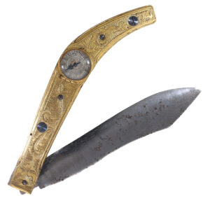 German gold-plated watch mounted into a pocket knife Circa 1700
