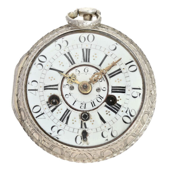 Unusual French open faced Oignon pocket watch Circa 1740