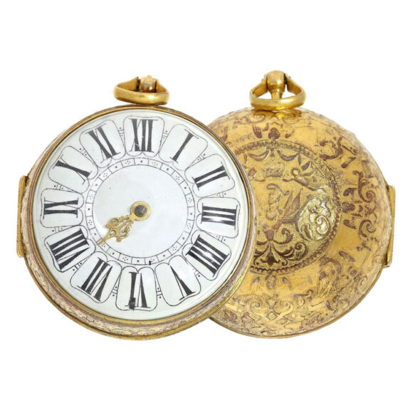 Swiss gilt open faced Oignon pocket watch Circa 1690