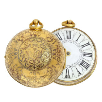 Swiss gilt open faced Oignon pocket watch Circa 1690