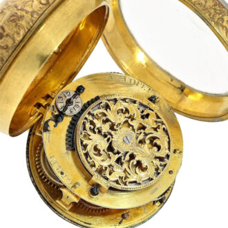 Swiss gilt open faced Oignon pocket watch Circa 1690