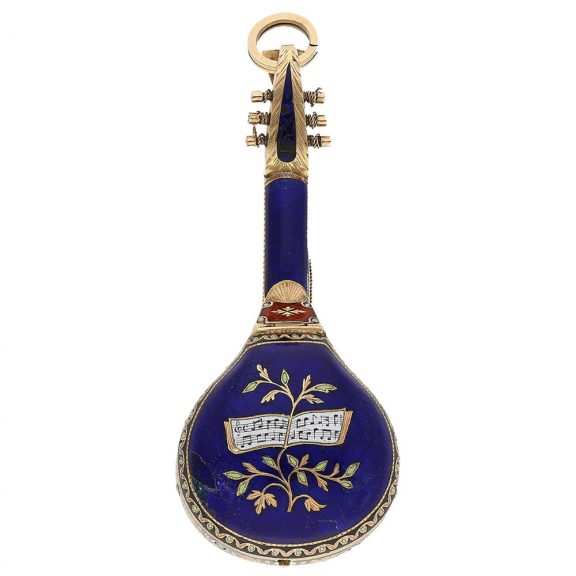 Swiss/Austrian pendant watch in the shape of a mandolin Circa 1810 Swiss/Austrian pendant watch in the shape of a mandolin Circa 1810