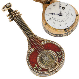 Swiss/Austrian pendant watch in the shape of a mandolin Circa 1810