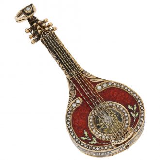 Swiss/Austrian pendant watch in the shape of a mandolin Circa 1810