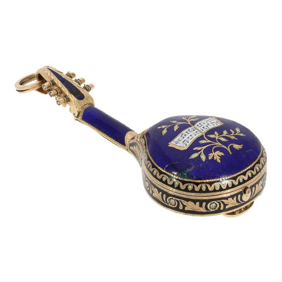 Swiss/Austrian pendant watch in the shape of a mandolin Circa 1810 Swiss/Austrian pendant watch in the shape of a mandolin Circa 1810