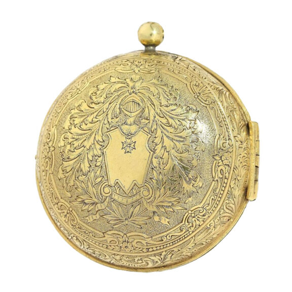 French gilt open faced Oignon pocket watch Circa 1710 French gilt open faced Oignon pocket watch Circa 1710