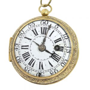 French gilt open faced Oignon pocket watch Circa 1710