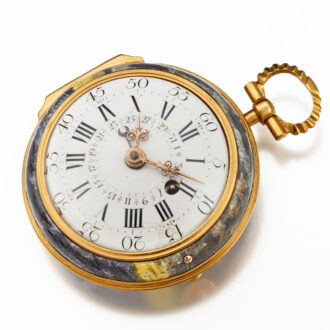 A 18k gold polychrome enamel painted date verge Circa 1775