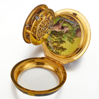 A 18k gold polychrome enamel painted date verge Circa 1775