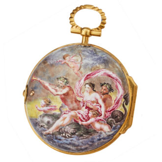 A 18k gold polychrome enamel painted date verge