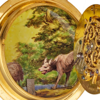 A 18k gold polychrome enamel painted date verge Circa 1775