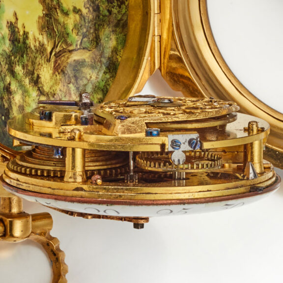 A 18k gold polychrome enamel painted date verge Circa 1775 A 18k gold polychrome enamel painted date verge Circa 1775