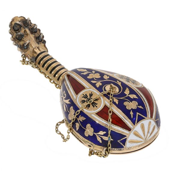 Austrian/Swiss pendant watch in the shape of a mandolin Circa 1800 Austrian/Swiss pendant watch in the shape of a mandolin Circa 1800