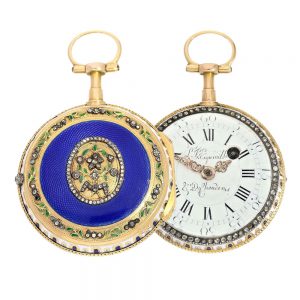 Exquisite Swiss gold, enamel verge pocket watch Circa 1780