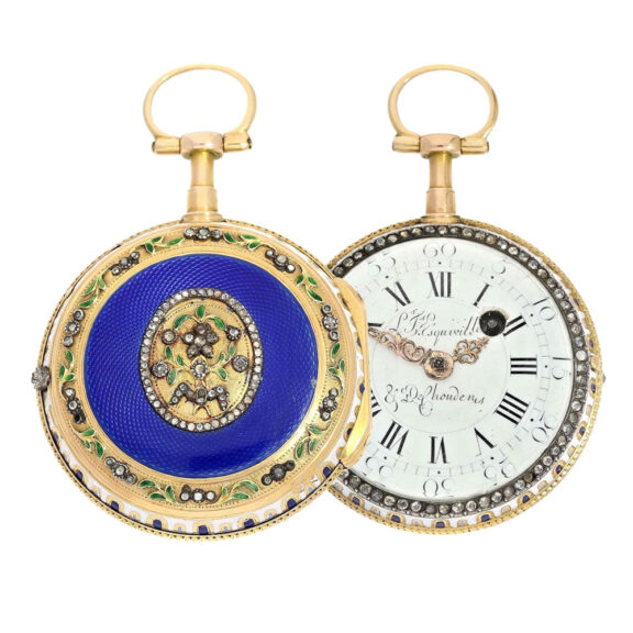 Exquisite Swiss gold, enamel verge pocket watch Circa 1780