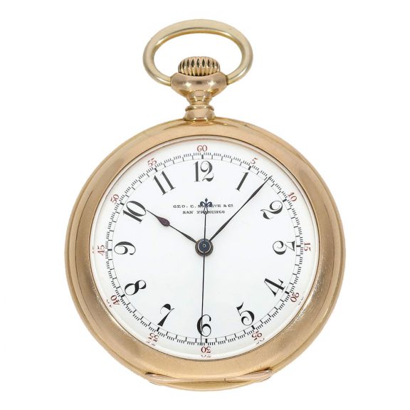 Rare Swiss gold deck watch with centre seconds Circa 1895 Rare Swiss gold deck watch with centre seconds Circa 1895