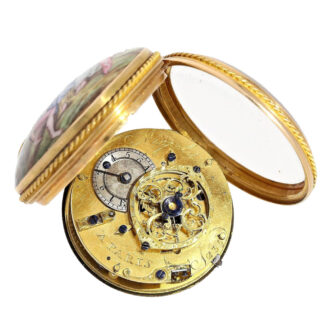 French gold and porcelain rococo-scene watch Circa 1783
