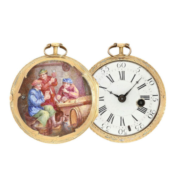 French gold and Rococo enamel verge watch Circa 1760