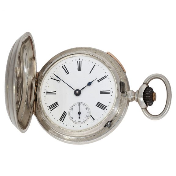 Swiss silver lever watch with concealed erotic automaton Circa 1890 Swiss silver lever watch with concealed erotic automaton Circa 1890