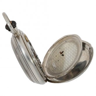 Swiss silver lever watch with concealed erotic automaton Circa 1890