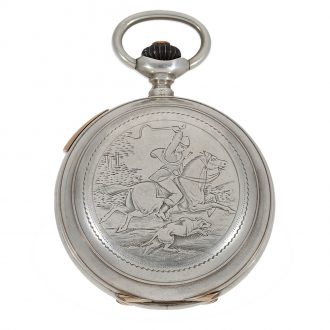 Swiss silver lever watch with concealed erotic automaton Circa 1890
