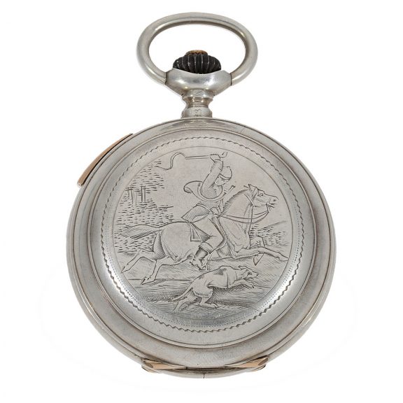 Swiss silver lever watch with concealed erotic automaton Circa 1890 Swiss silver lever watch with concealed erotic automaton Circa 1890