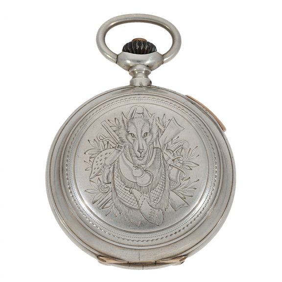 Swiss silver lever watch with concealed erotic automaton Circa 1890 Swiss silver lever watch with concealed erotic automaton Circa 1890