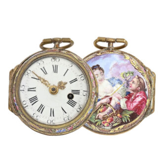 French gold, enamel verge watch with erotic scene Circa 1760