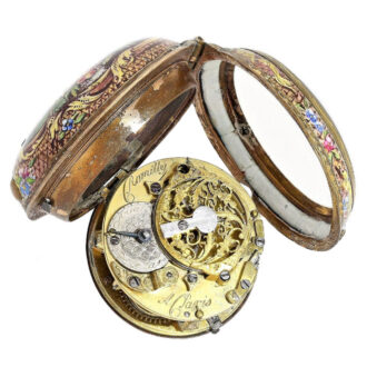 French gold, enamel verge watch with erotic scene Circa 1760