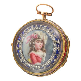 A rare Swiss verge gold and enamel triple cased Circa 1760