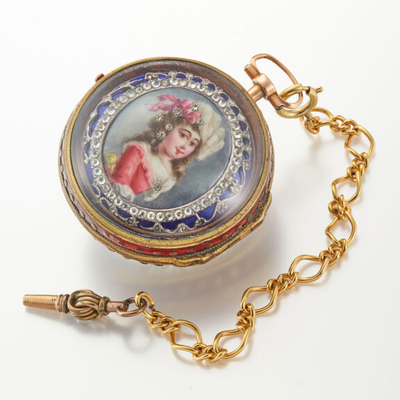 A rare Swiss verge gold and enamel triple cased Circa 1760 A rare Swiss verge gold and enamel triple cased Circa 1760