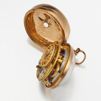 A Swiss verge watch gold and enamel triple cased Circa 1760