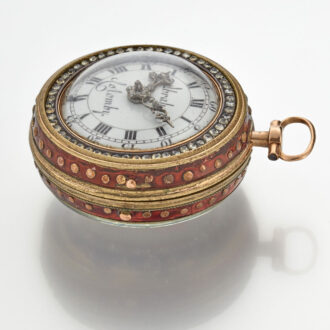A Swiss verge watch gold and enamel triple cased Circa 1760