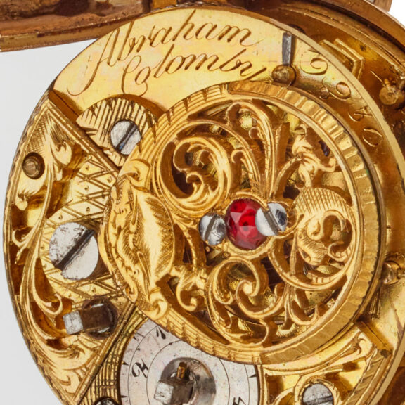 A Swiss verge watch gold and enamel triple cased Circa 1760 A Swiss verge watch gold and enamel triple cased Circa 1760