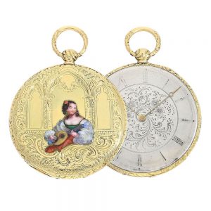 Slim Swiss gold Bagnolet calibre cylinder watch Circa 1830