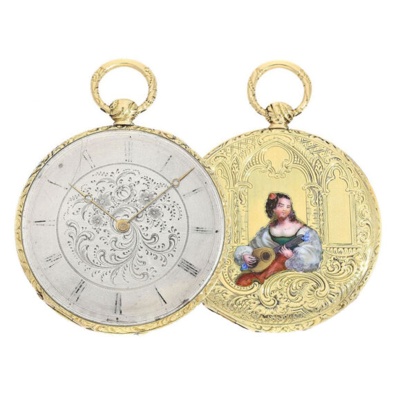 Slim Swiss gold Bagnolet calibre cylinder watch Circa 1830 Slim Swiss gold Bagnolet calibre cylinder watch Circa 1830