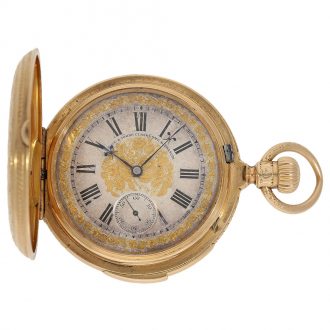 Decorative German quarter repeating hunting cased lever Circa 1882