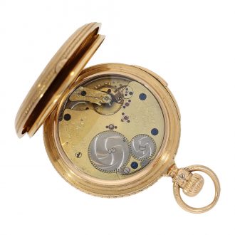 Decorative German quarter repeating hunting cased lever Circa 1882 Decorative German quarter repeating hunting cased lever Circa 1882