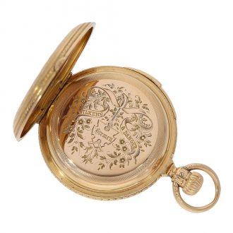 Decorative German quarter repeating hunting cased lever Circa 1882 Decorative German quarter repeating hunting cased lever Circa 1882