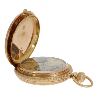 Decorative German quarter repeating hunting cased lever Circa 1882 Decorative German quarter repeating hunting cased lever Circa 1882