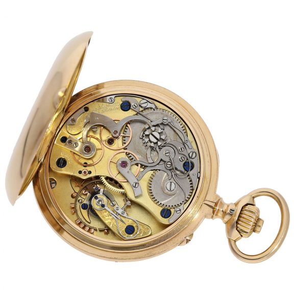 1133-4271-(2) German 18K gold open faced lever chronograph Circa 1896