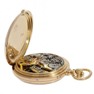 German 18K gold open faced lever chronograph Circa 1896