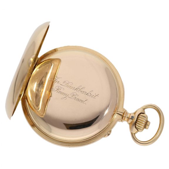 German 18K gold open faced lever chronograph Circa 1896 German 18K gold open faced lever chronograph Circa 1896