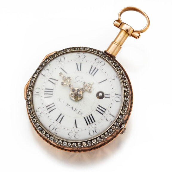A very small French verge in gold and enamel case Circa 1770 A very small French verge in gold and enamel case Circa 1770