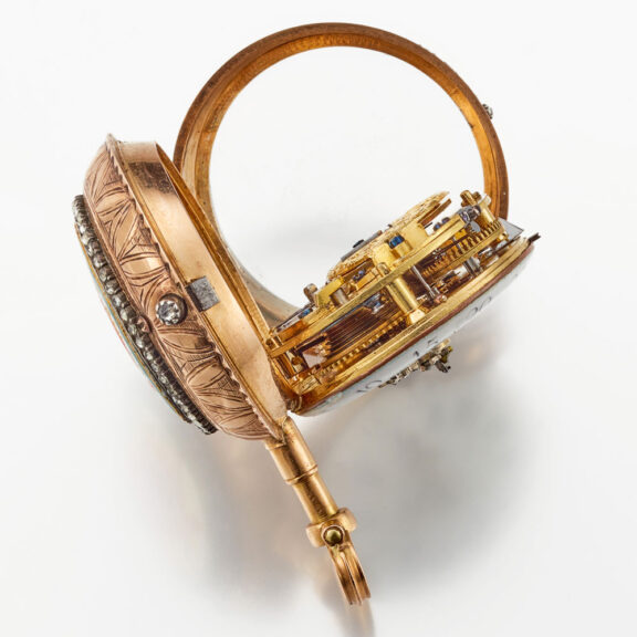 A very small French verge in gold and enamel case Circa 1770 A very small French verge in gold and enamel case Circa 1770