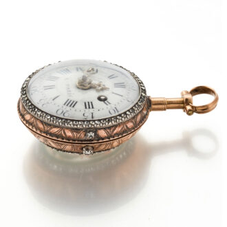 A very small French verge in gold and enamel case Circa 1770